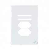 Placa p/ 2 Interruptores + Tomada Dupla 4x2 (Especial) - Novara Glass Branco